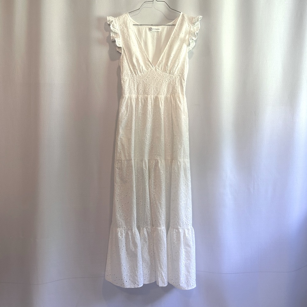STUDIO White Eyelet Maxi Dress